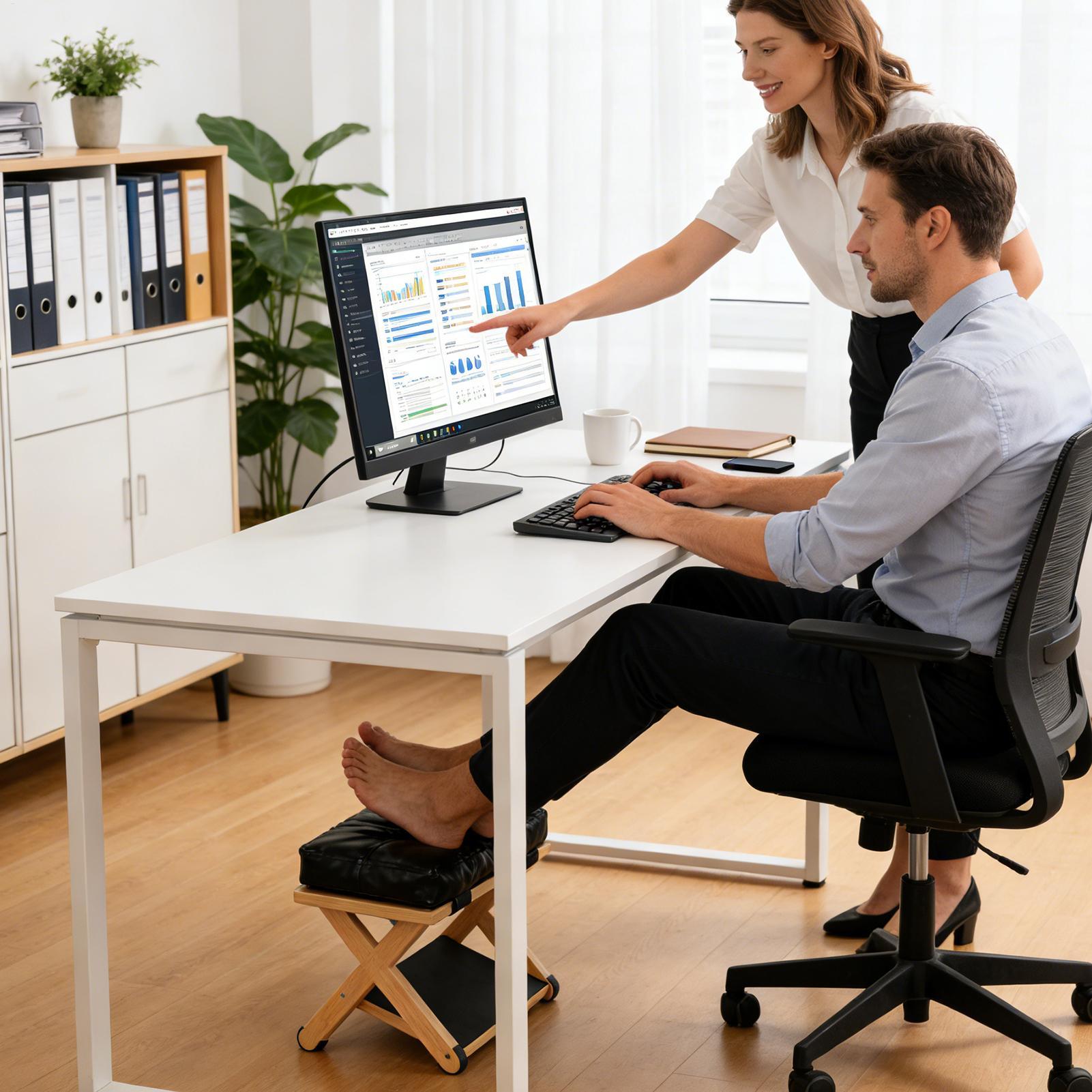 Footrest Under Desk - Подставка для ног под стол, деревянная,